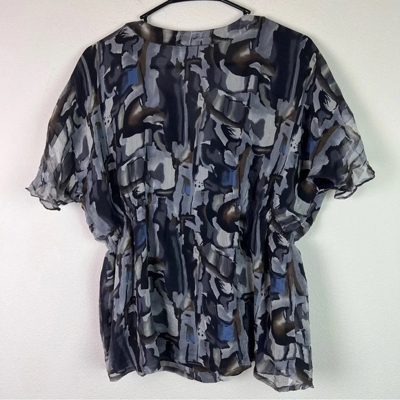 Sundance 100% Silk Blouse Top Size Medium Contemporary Geometric Print Artsy - Picture 6 of 14